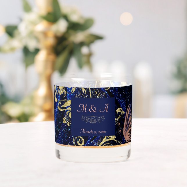 Royal Blue Gold Butterfly Wedding Whiskyglas (Insitu (Hochzeit))