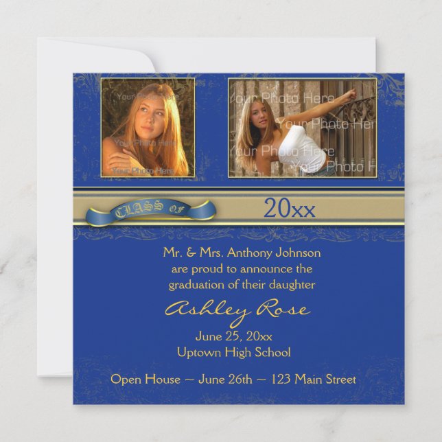 Royal Blue Gold Carte photo (Devant)
