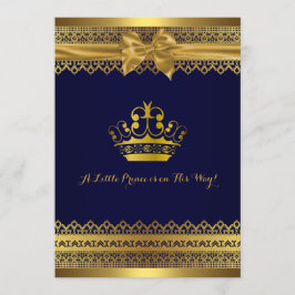 Royal Blue & Gold Crown Baby Dusche Einladung