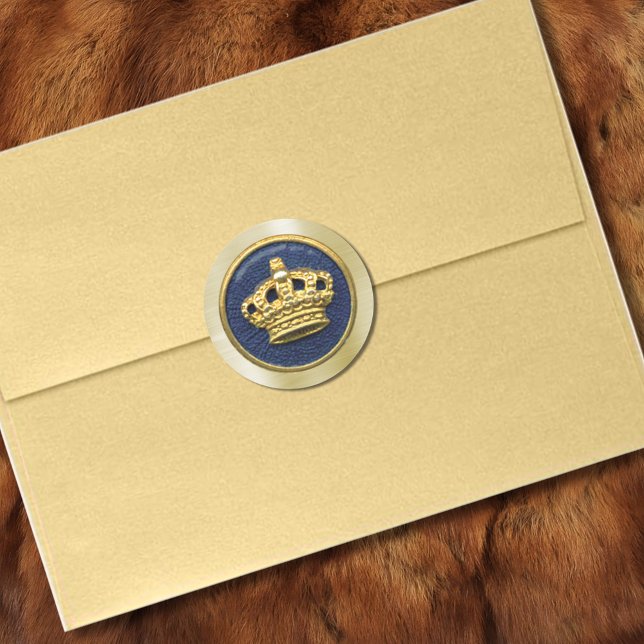 Royal Blue Gold Crown Runder Aufkleber (Von Creator hochgeladen)