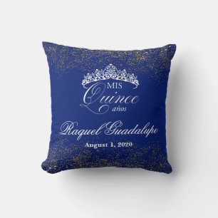 Royal blue & Gold Glitzer Mis XV 16" Pillow Kissen