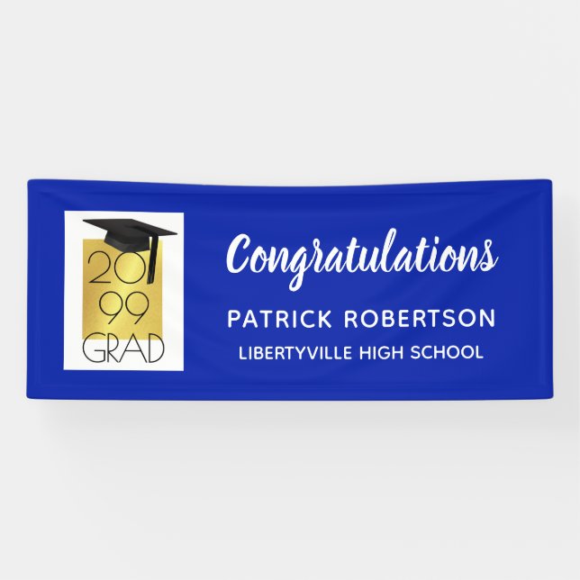 Royal Blue & Gold GRAD | Eigene Farbe | Abschluss Banner (Horizontal)