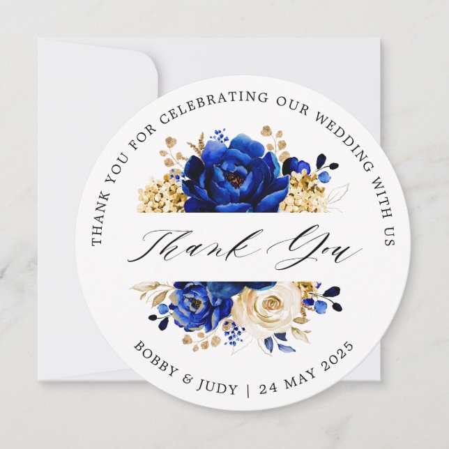 Royal Blue Gold Hochzeitskarte Einladung (Vorderseite)
