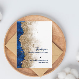 Royal Blue Gold Luxury Formal Wedding Thank You Postkarte