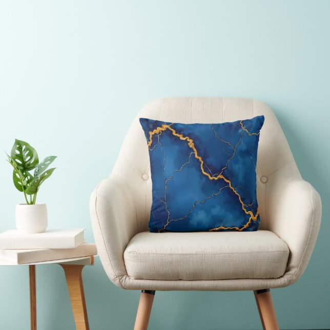 Royal Blue Gold Marble Collection Kissen (Stuhl )