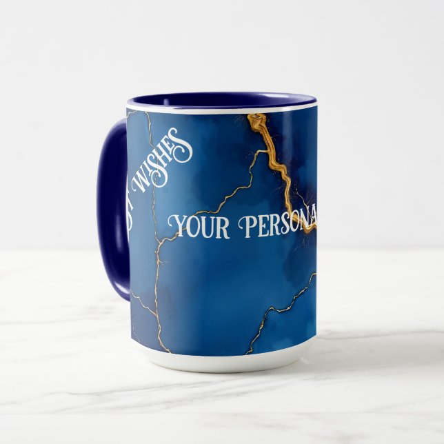 Royal Blue Gold Marble Collection Tasse (Vorderseite Links)