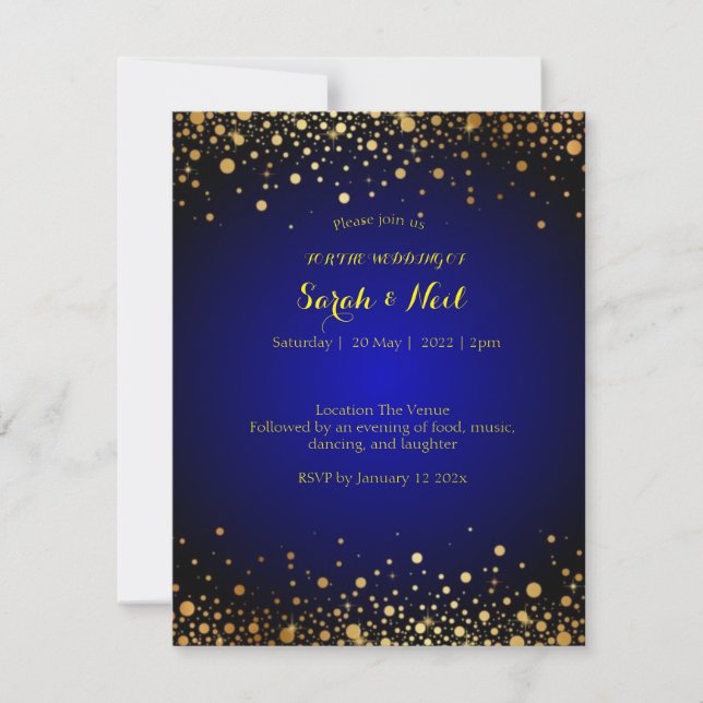 Royal Blue Gold Popular Faire-part de mariage (Devant)