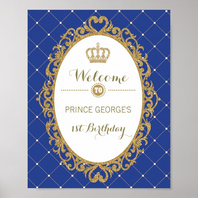 Royal Blue Gold Prince Anniversaire Affiche de bie (Devant)