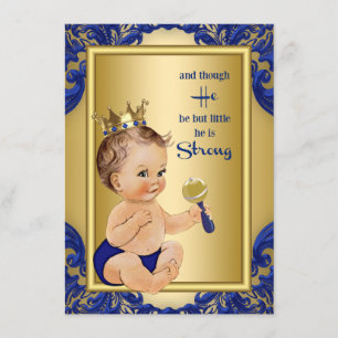 Royal Blue Gold Prince Baby Dusche Einladung