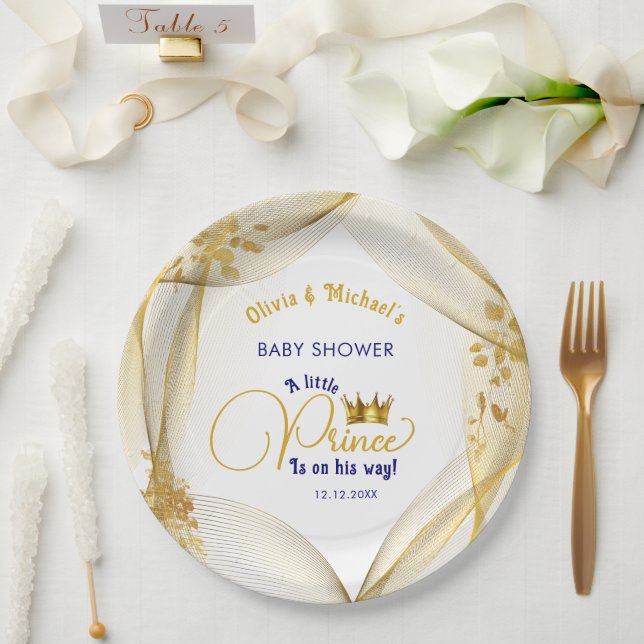 Royal Blue Gold Prince Baby Dusche Pappteller (Hochzeit)