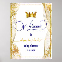 Royal Blue Gold Prince Baby Dusche Willkommen