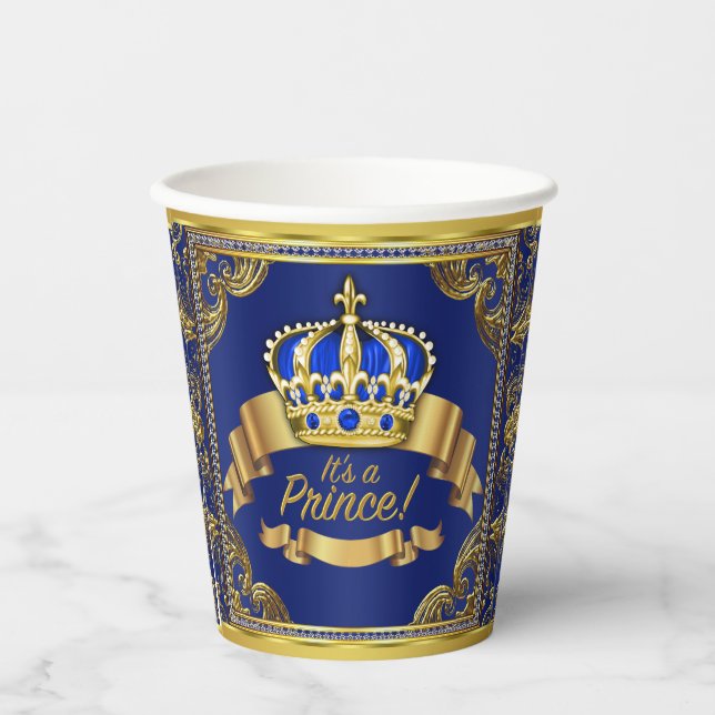 Royal Blue Gold Prince Baby Duschpapierkästen Pappbecher (Vorderseite)