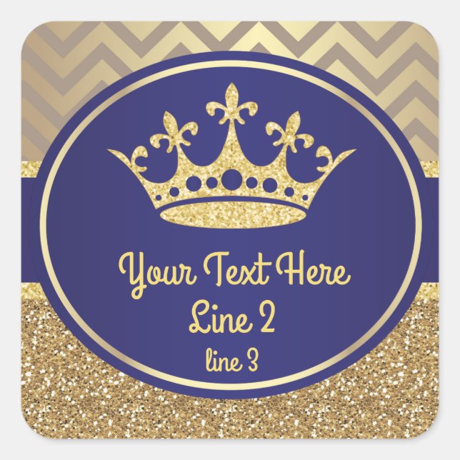 Royal Blue Gold Prince King Label Aufkleber (Vorderseite)