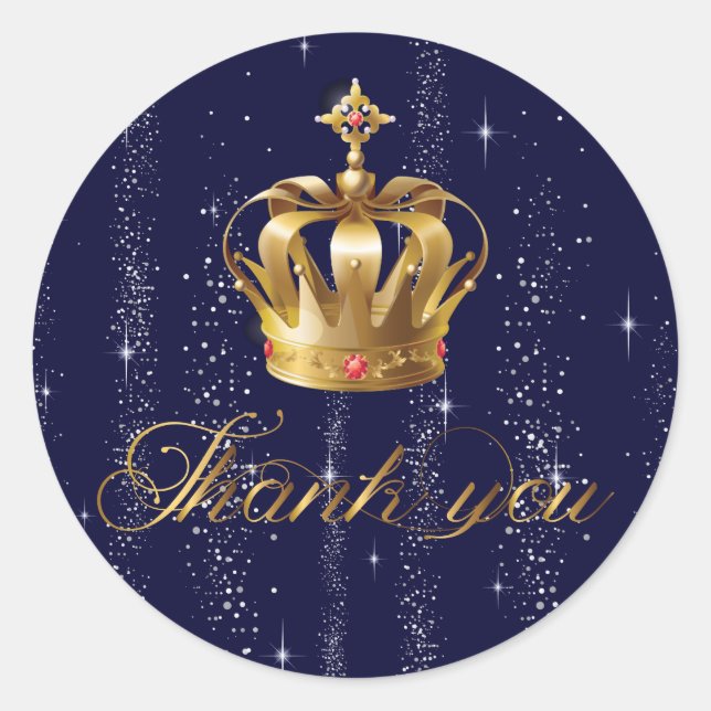 Royal Blue Gold Prince Vielen Dank Runder Aufkleber (Vorderseite)