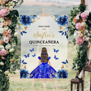 Royal Blue Gold Princess Quinceañera Bienvenue