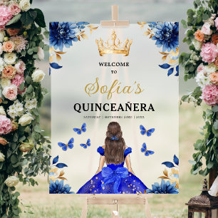 Royal Blue Gold Princess Quinceañera Bienvenue