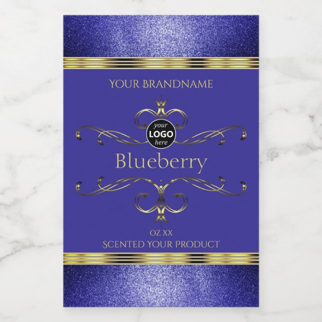 Royal Blue Gold Produit Étiquette Parties scintill (Étiquettes simples)