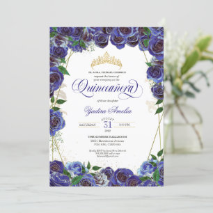 Royal Blue Gold Rose Rodelbahn mit Aussicht Einladung