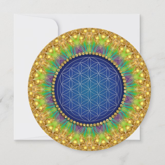 Royal Blue Gold Sacred Geometry Brautparty Einladung (Vorderseite)