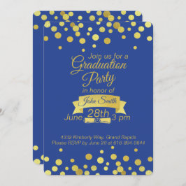 Royal Blue Gold script Graduation Carte d'invitati
