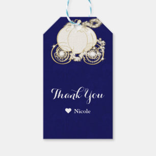 Royal Blue & Gold Sparkling Aschenputtel Carriage Geschenkanhänger
