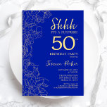 Royal Blue Gold Überraschung 50. Geburtstag Einladung<br><div class="desc">Royal Blue Gold Überraschung 50. Geburtstag Einladung. Minimalistisches modernes feminines Design mit botanischen Akzenten und Typografie-Script-Schriftart. Einfache florale Einladungskarte perfekt für eine stilvolle weibliche Überraschung am Tag.</div>