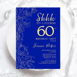 Royal Blue Gold Überraschung 60. Geburtstag Einladung<br><div class="desc">Royal Blue Gold Überraschung 60. Geburtstag Einladung. Minimalistisches modernes feminines Design mit botanischen Akzenten und Typografie-Script-Schriftart. Einfache florale Einladungskarte perfekt für eine stilvolle weibliche Überraschung am Tag.</div>