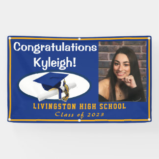 Royal Blue & Gold Vinyl Abschluss Foto Banner