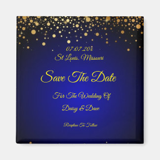 Royal Blue Gold Wedding Save the Date Magnet
