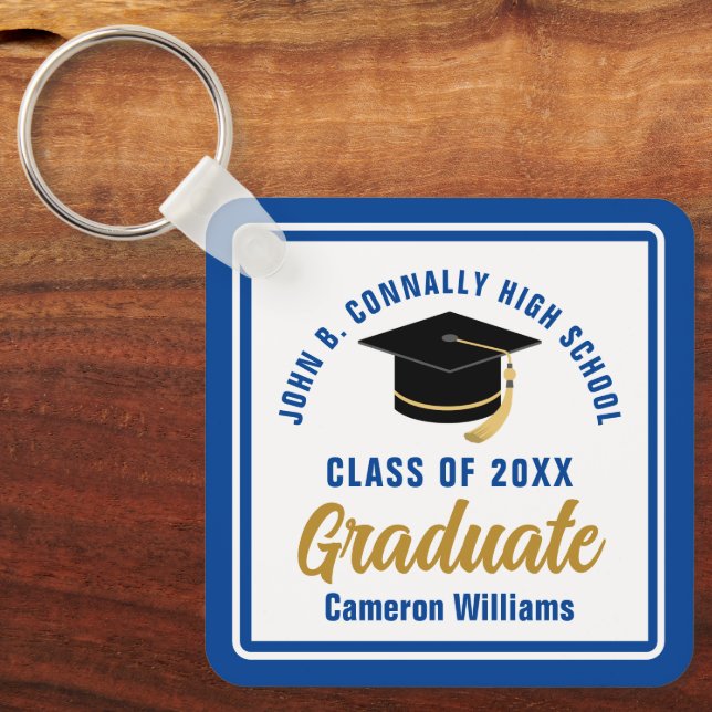 Royal Blue Graduate Personalisiert Abschluss Gift Schlüsselanhänger (Vorderseite)