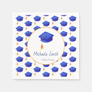 Royal Blue Graduation Cap Personalisierter Abschlu Serviette