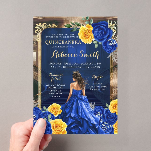 Royal Blue Grand Palace Quinceñera Princess Acryleinladungen (Insitu (Handheld))