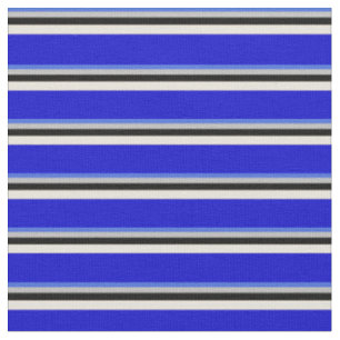 Royal Blue, Grau, Schwarz, Beige & Blau farbig Stoff