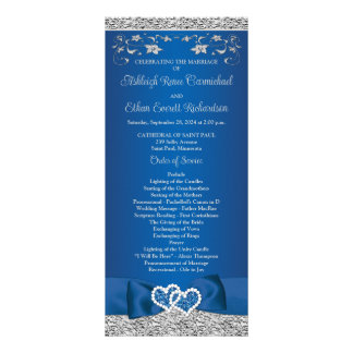 Royal Blue, Gray Liebe Hearts Wedding Program Werbekarte