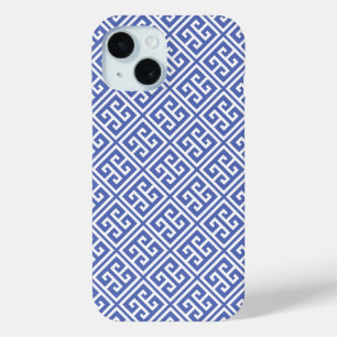 Royal Blue Griechisches Schlüsselmuster iPhone 15 Hülle