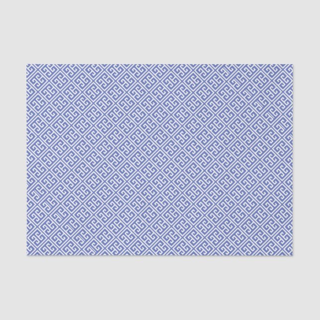 Royal Blue Griechisches Schlüsselmuster Seidenpapier (Vorderseite)