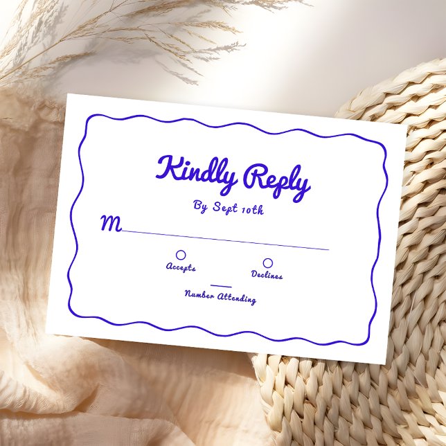Royal Blue Hand Lettered Kindly Reply Wedding RSVP (Von Creator hochgeladen)