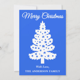 Royal Blue Handwriting Script Weihnachtsbaum Feiertagskarte