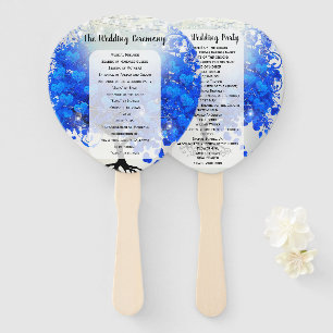 Royal Blue Heart Leaf Tree Wedding Program Fan Fächer