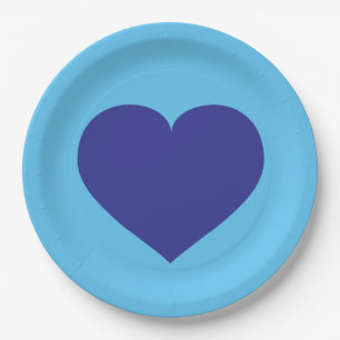 Royal Blue Heart Paper Plate Pappteller