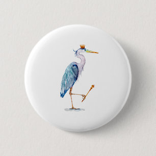 Royal Blue Heron Button