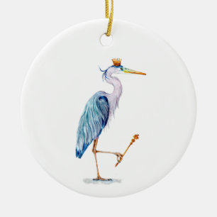 Royal Blue Heron Keramik Ornament