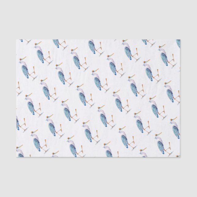 Royal Blue Heron Seidenpapier (Vorderseite)