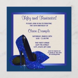 Royal Blue High Heels Frauen Geburtstagsparty Einladung