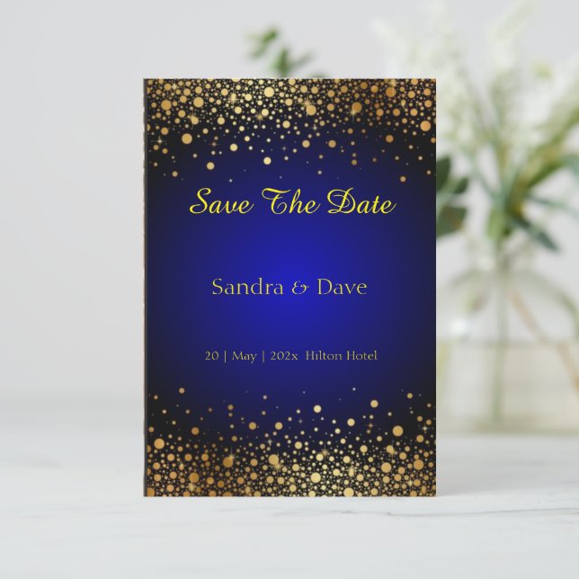 Royal Blue Hochzeit Speichern Sie das Foto für die Save The Date (Stehend Vorderseite)