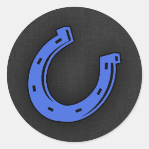 Royal Blue Horseshoe Runder Aufkleber