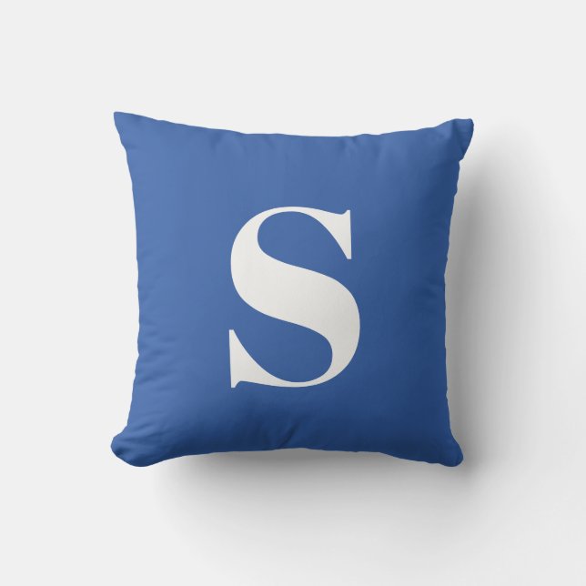 Royal Blue Initial Mit Monogramm Outdoor Pillow Kissen (Vorderseite)