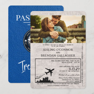 Royal Blue Ireland Passport Hochzeitseinladung Einladung