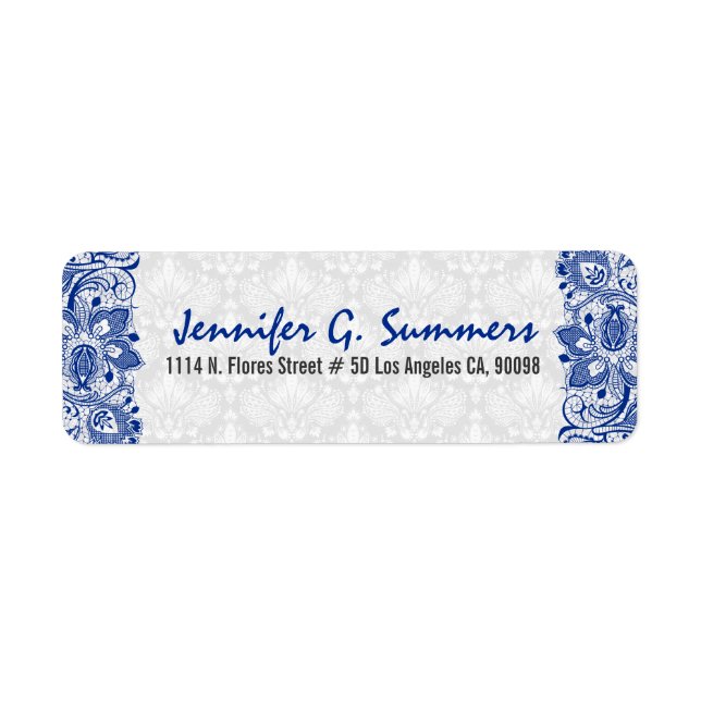 Royal Blue Lace & White Vintag Floral Damasks (Vorne)