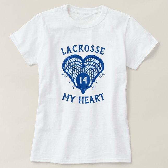 Royal Blue Lacrosse My Heart T - Shirt (Design vorne)